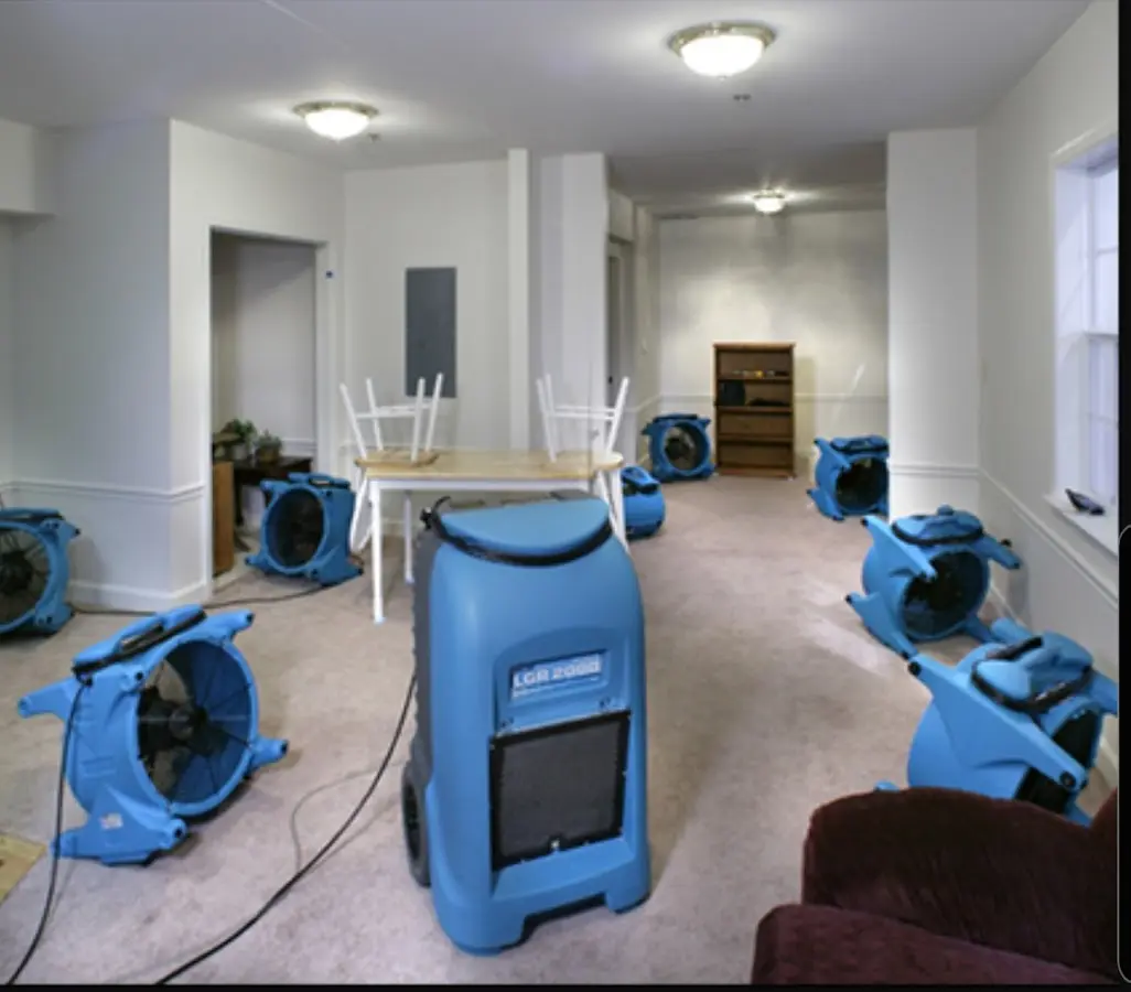 Air movers and dehumidifier setup for Water Damage Restoration in Catoosa
